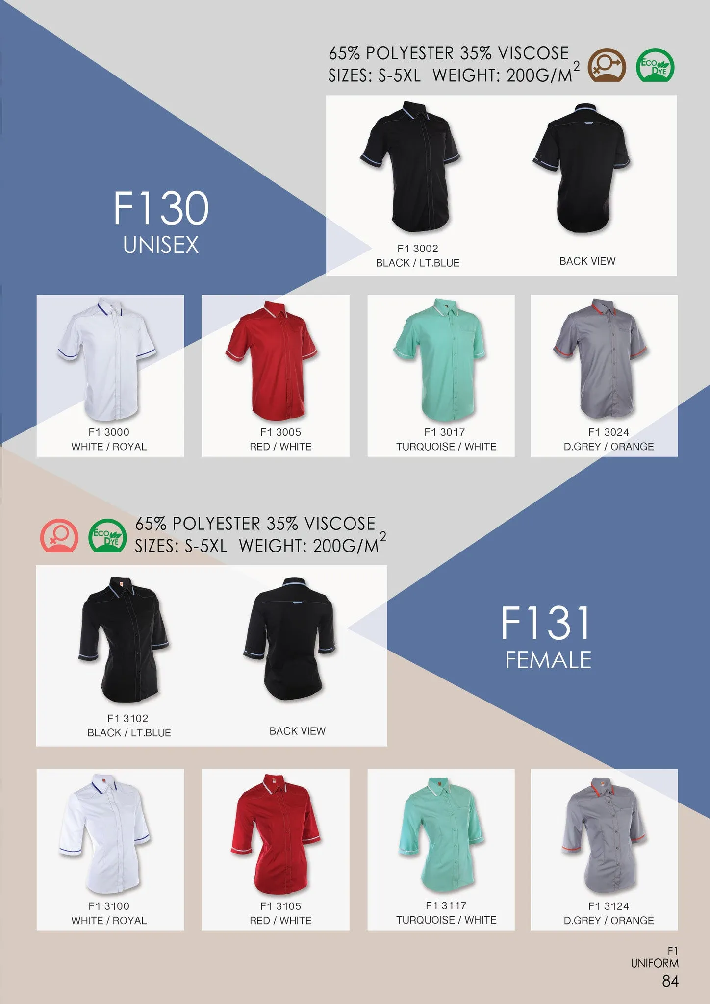 130 Unisex Short Sleeve Button Top -