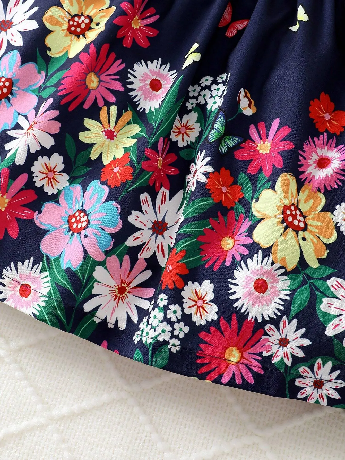 2pcs/Set Girls' Floral Print Suspender Dress   Spring/Summer Top