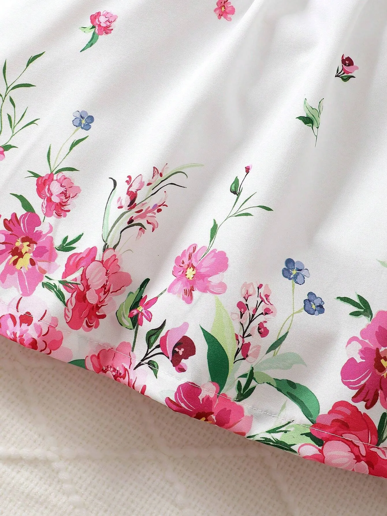 2pcs/Set Girls' Floral Print Suspender Dress   Spring/Summer Top