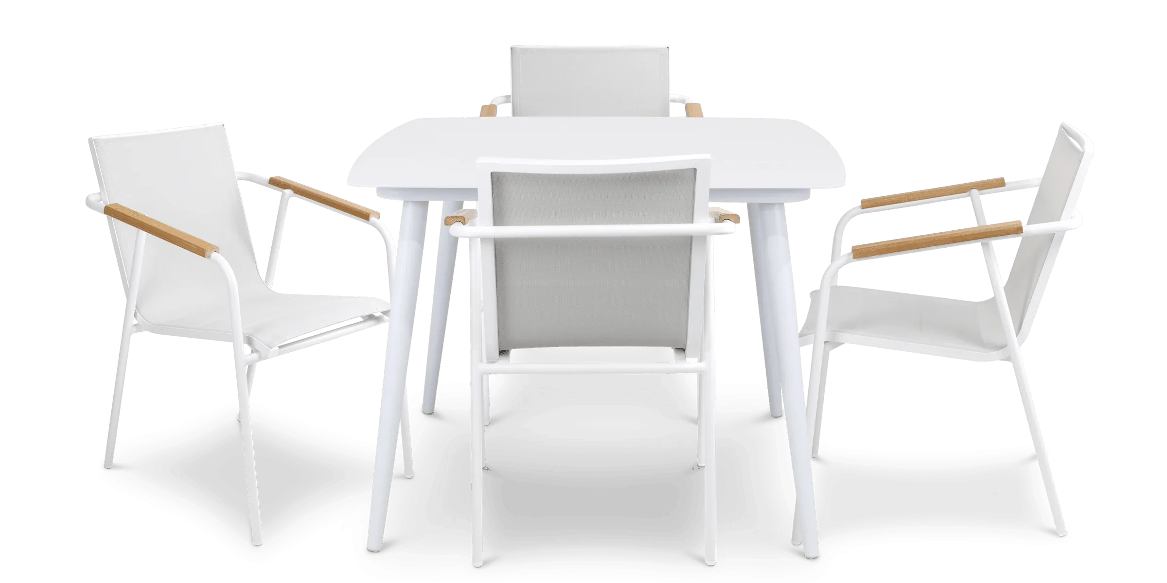 Amalfi Square 5 Piece Outdoor Setting in Arctic White with Aluminium Chairs