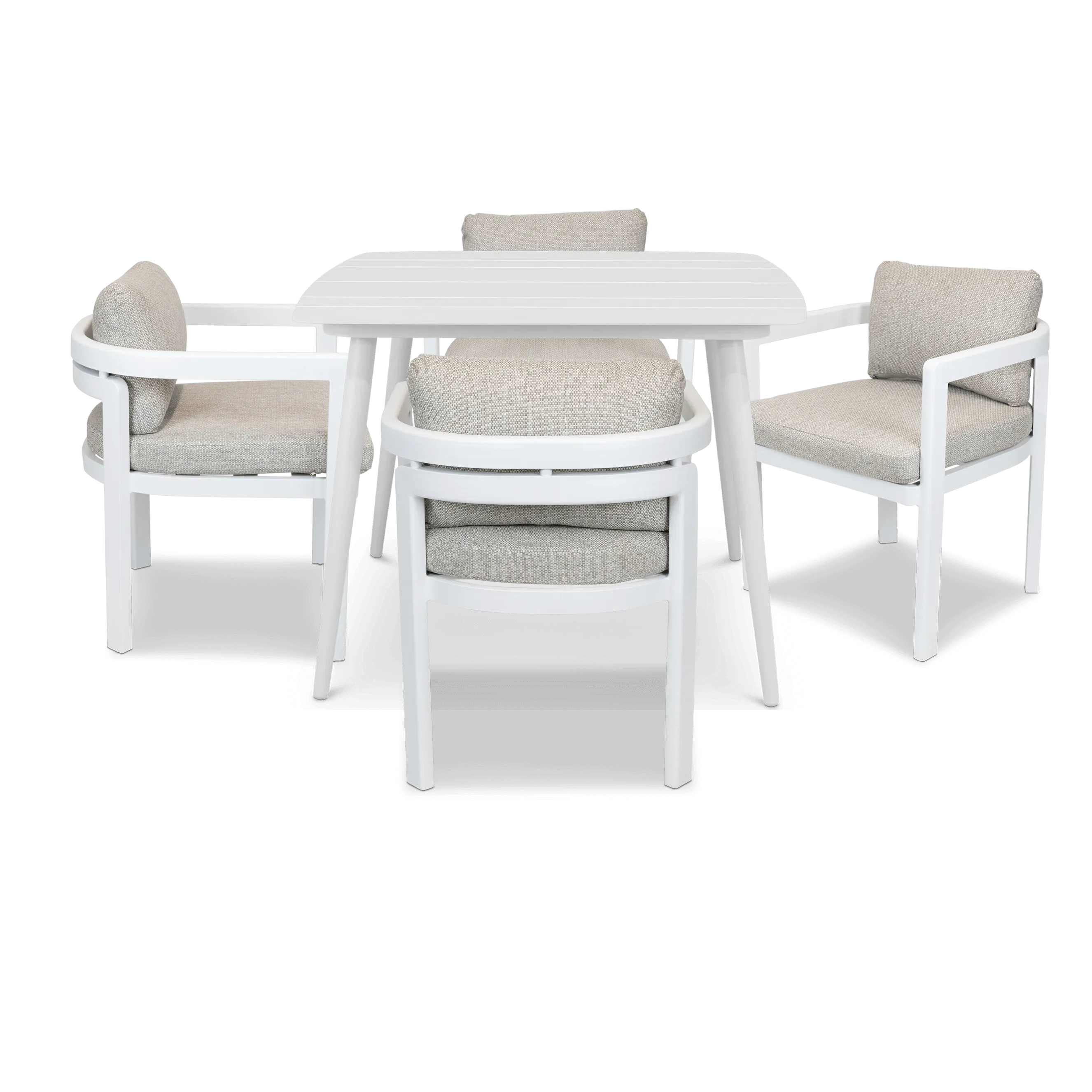 Amalfi Square 5 Piece Outdoor Setting in Arctic White with Aluminium Chairs