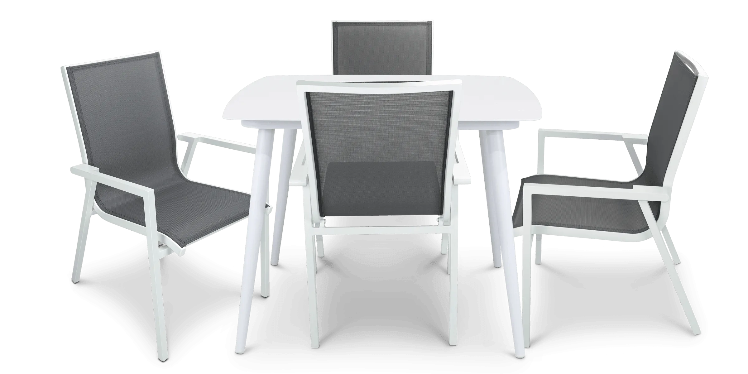Amalfi Square 5 Piece Outdoor Setting in Arctic White with Aluminium Chairs