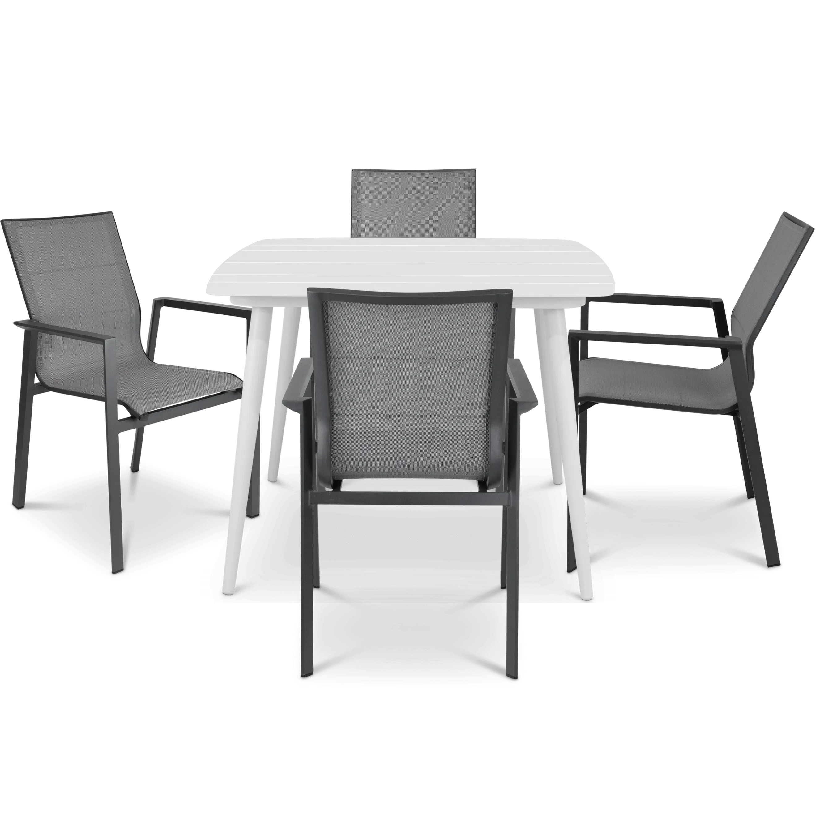 Amalfi Square 5 Piece Outdoor Setting in Arctic White with Aluminium Chairs