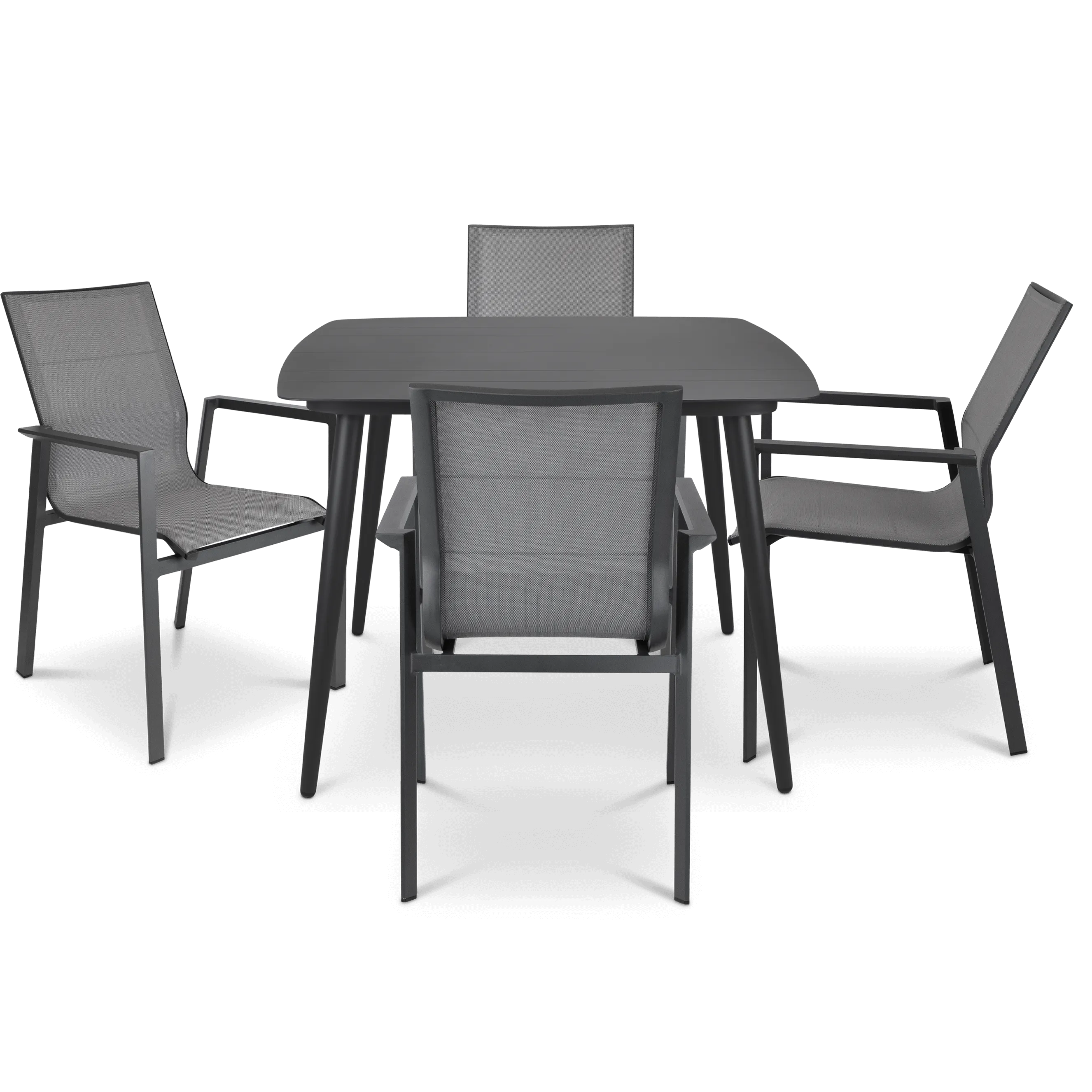 Amalfi Square 5 Piece Outdoor Setting in Gunmetal with Aluminium Chairs