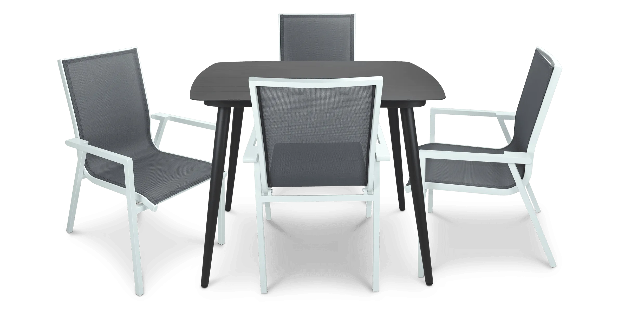 Amalfi Square 5 Piece Outdoor Setting in Gunmetal with Aluminium Chairs