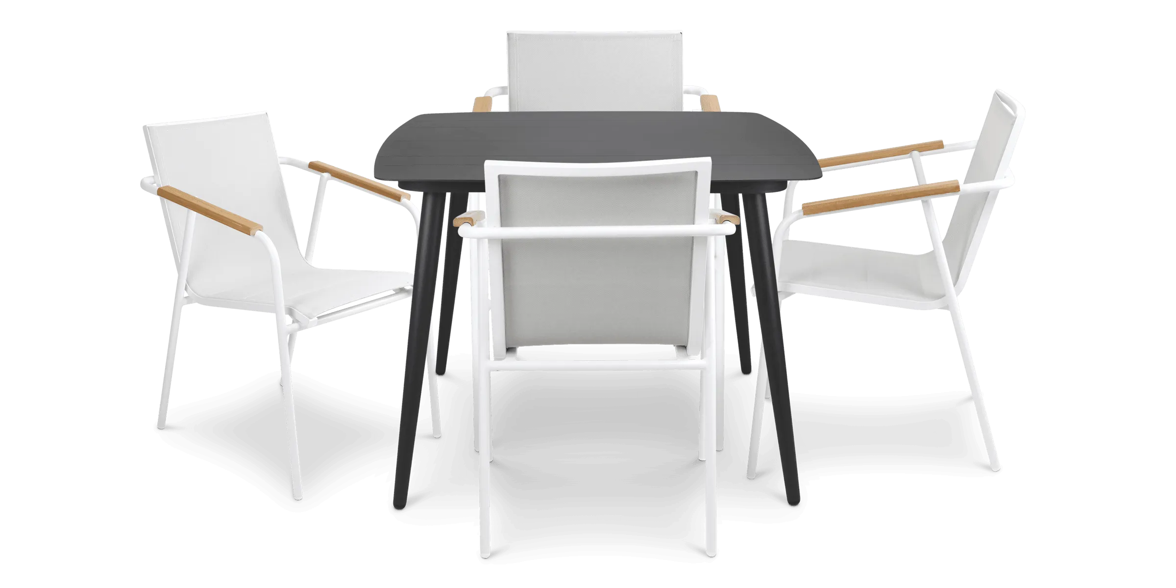 Amalfi Square 5 Piece Outdoor Setting in Gunmetal with Aluminium Chairs