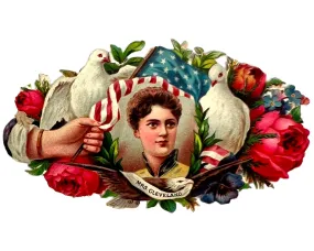 Antique 1880s 1890s Political Die Cut Mrs Cleveland First Lady President Grover Cleveland
