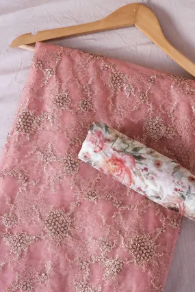 Baby Pink And White Saree set (2 Piece)