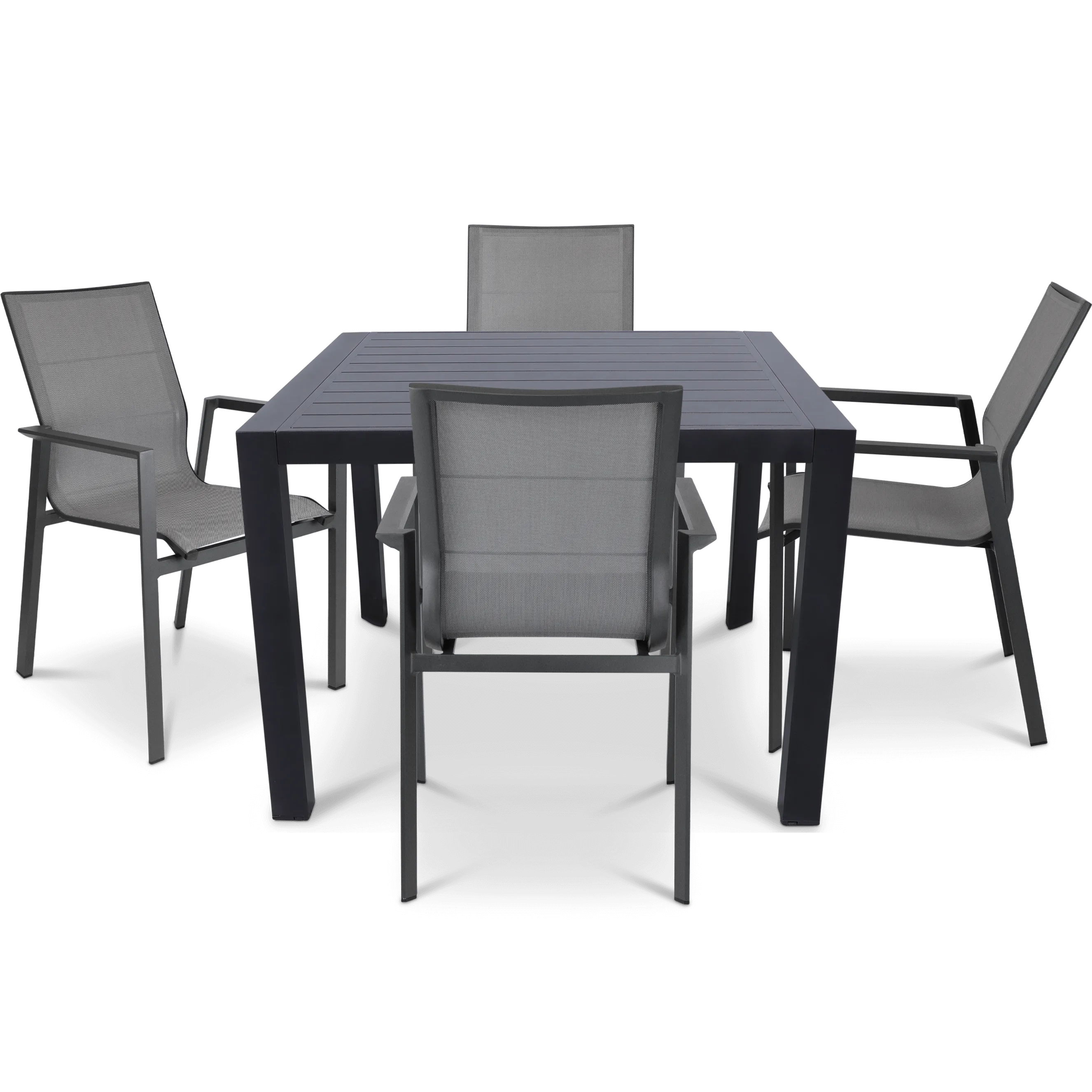 Bahamas Square 5 Piece Outdoor Setting in Gunmetal with Aluminium Chairs