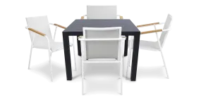 Bahamas Square 5 Piece Outdoor Setting in Gunmetal with Aluminium Chairs