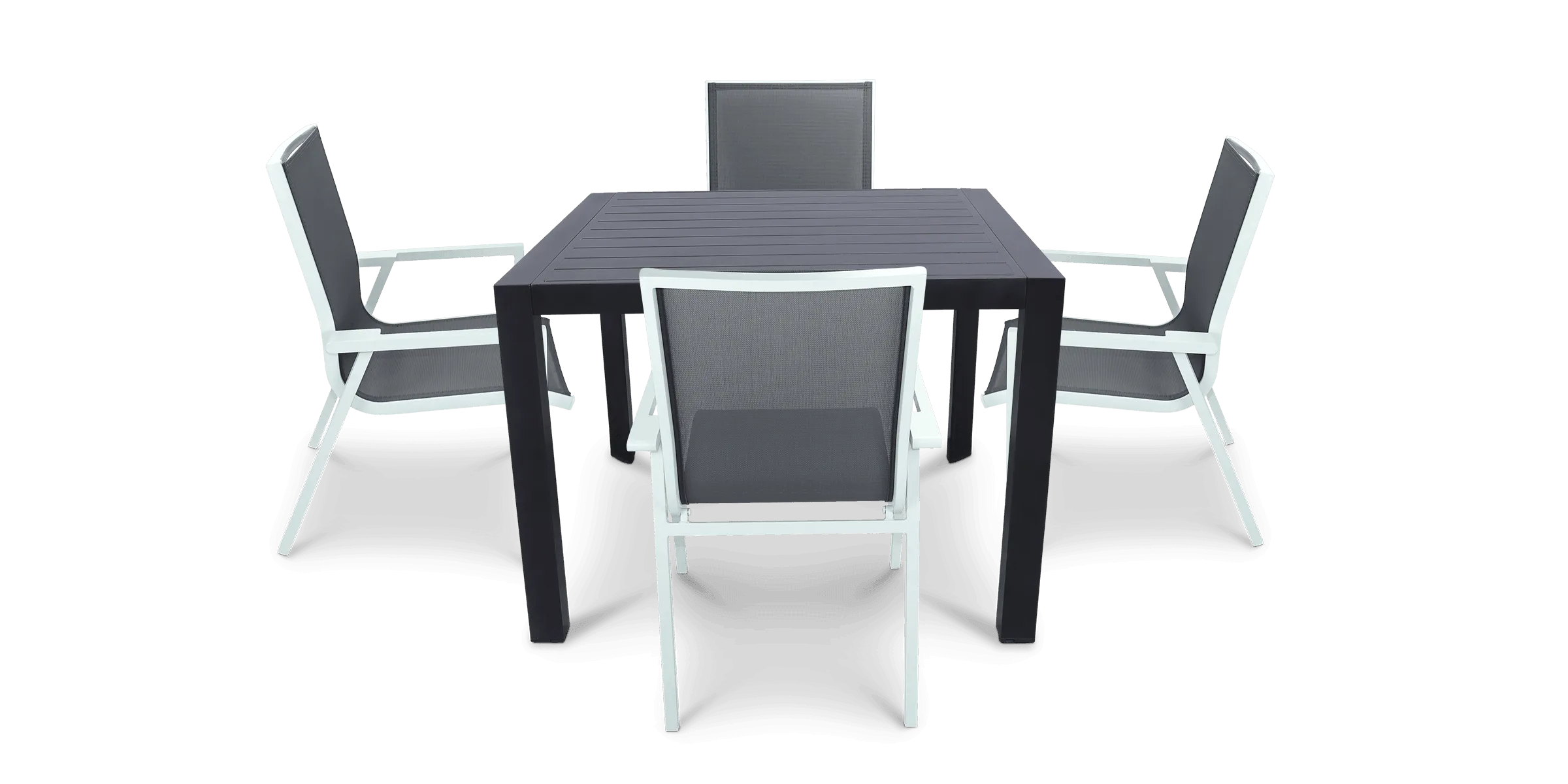Bahamas Square 5 Piece Outdoor Setting in Gunmetal with Aluminium Chairs