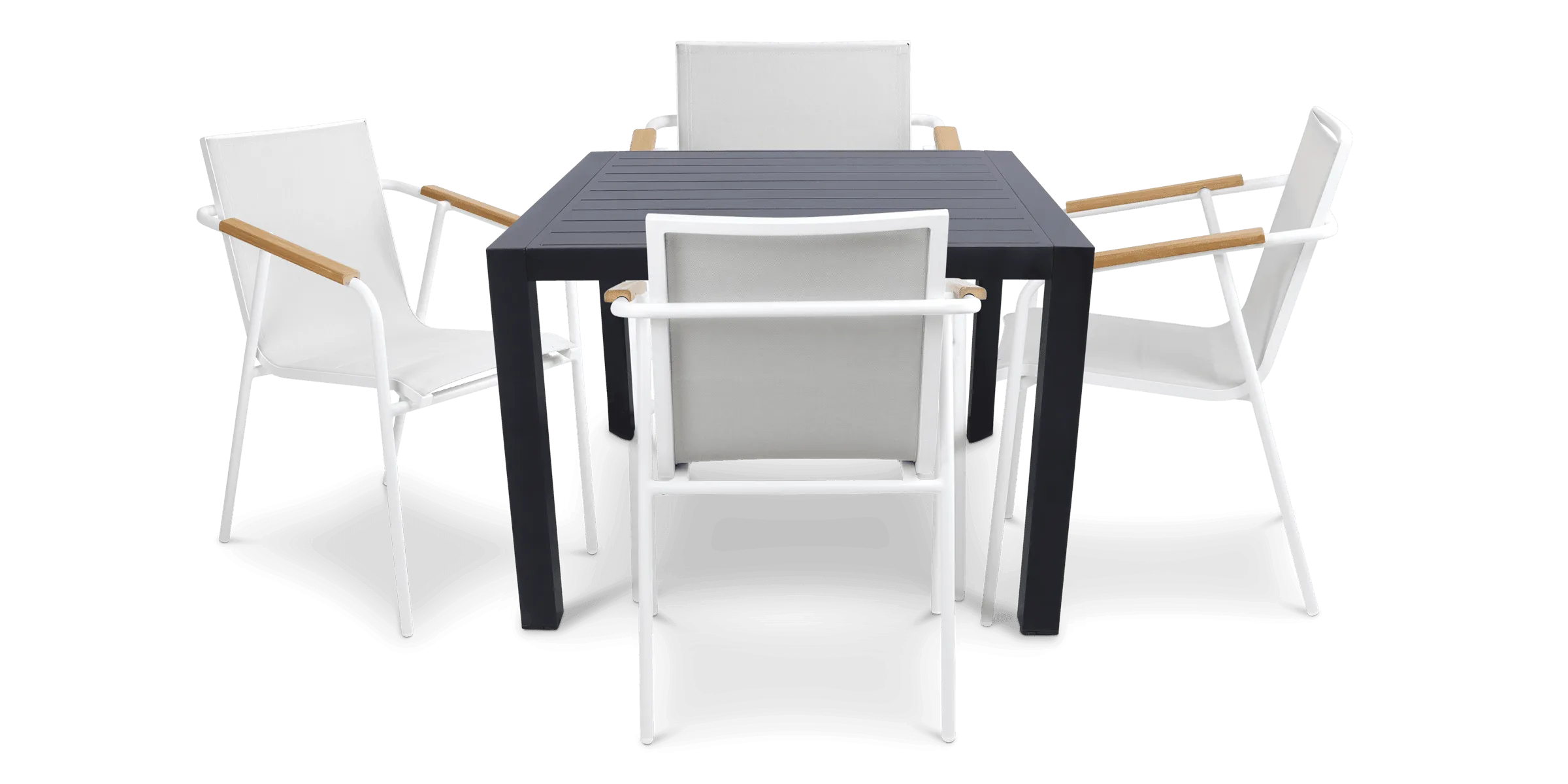 Bahamas Square 5 Piece Outdoor Setting in Gunmetal with Aluminium Chairs