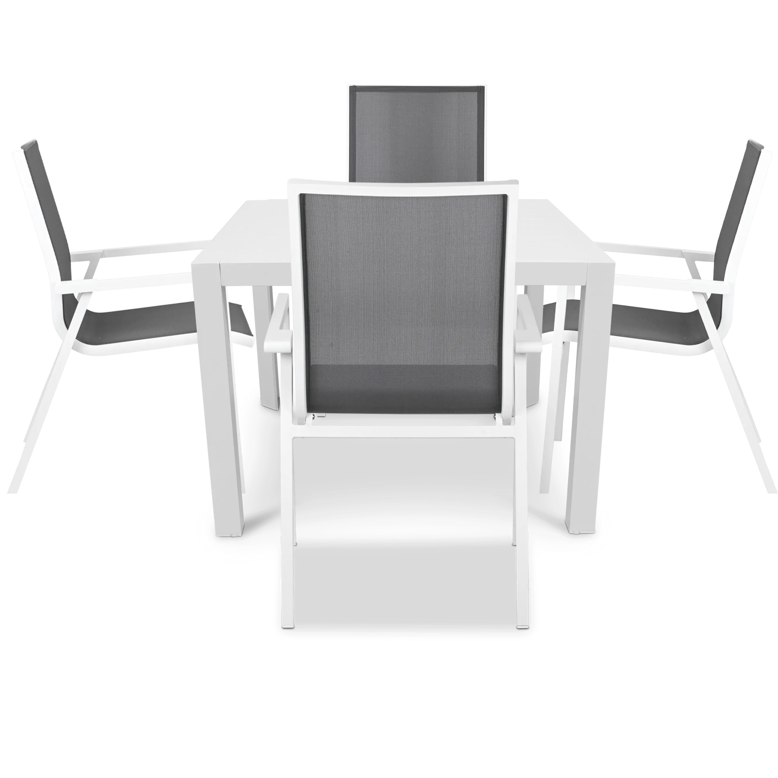 Bahamas Square Cafe 5 Piece Outdoor Setting in Arctic White with Aluminium Chairs