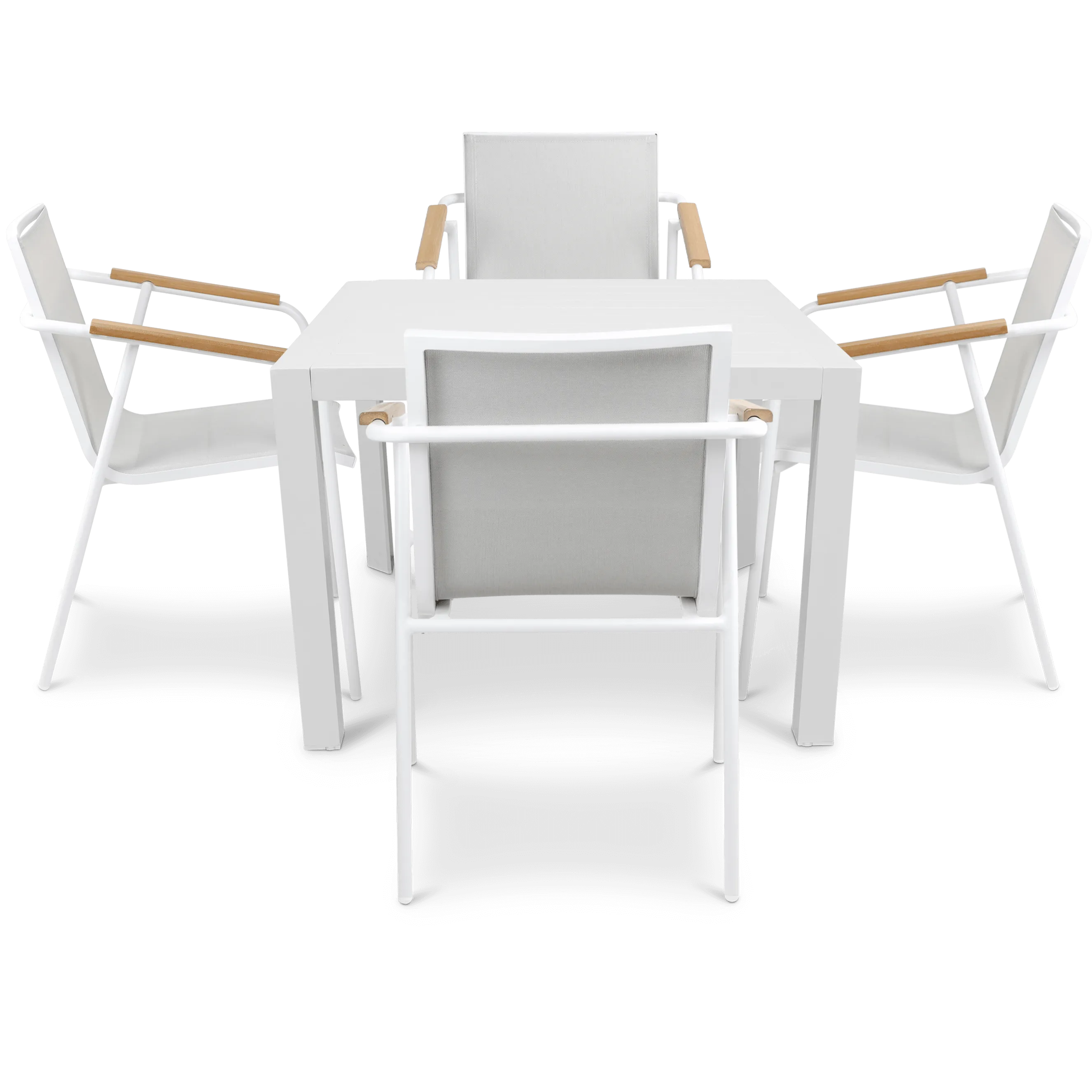 Bahamas Square Cafe 5 Piece Outdoor Setting in Arctic White with Aluminium Chairs