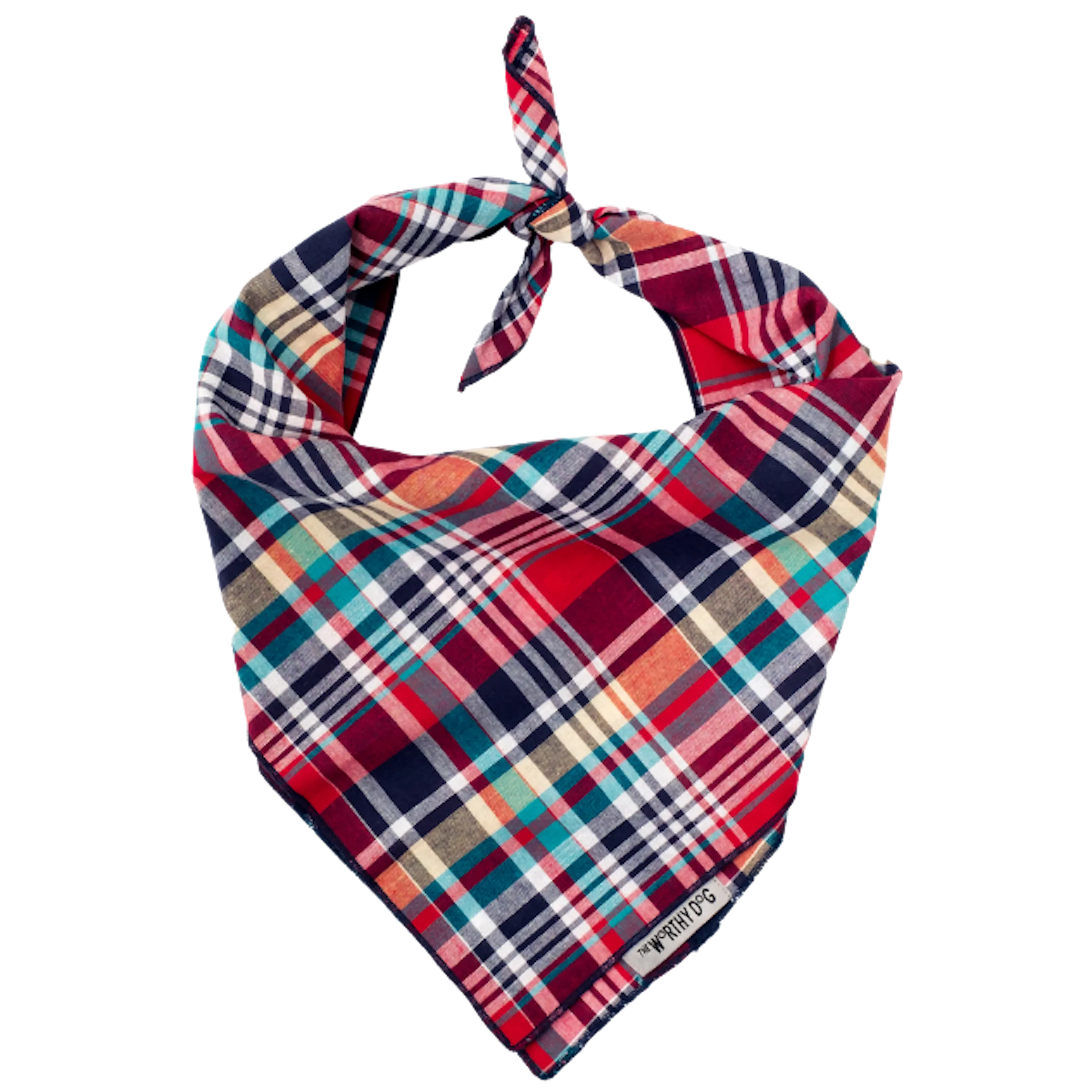 Bandana | Red & Navy Multi-Colored Madras Plaid