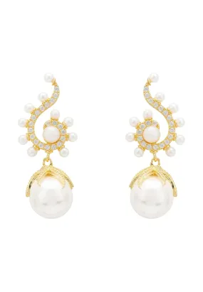 Baroque Pearl Poseidon Gemstone Drop Earrings White Gold