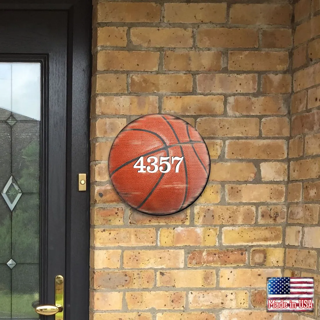 Basketball Wooden Custom House Number Sign by G. DeBrekht - Love Family Kids Décor - MA989801