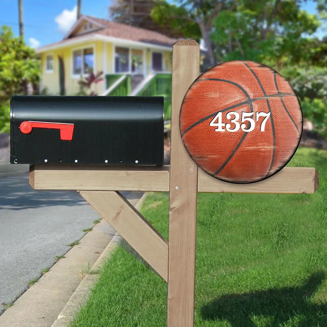 Basketball Wooden Custom House Number Sign by G. DeBrekht - Love Family Kids Décor - MA989801