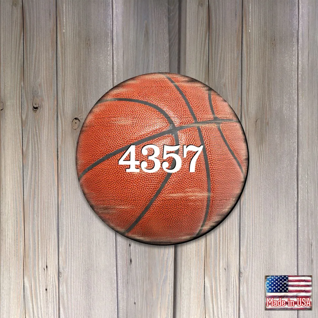 Basketball Wooden Custom House Number Sign by G. DeBrekht - Love Family Kids Décor - MA989801