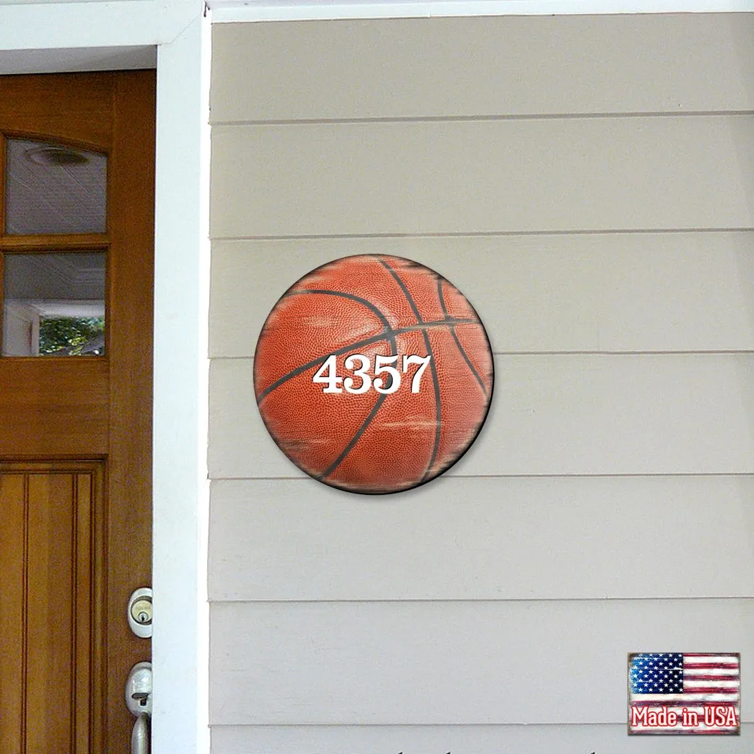Basketball Wooden Custom House Number Sign by G. DeBrekht - Love Family Kids Décor - MA989801