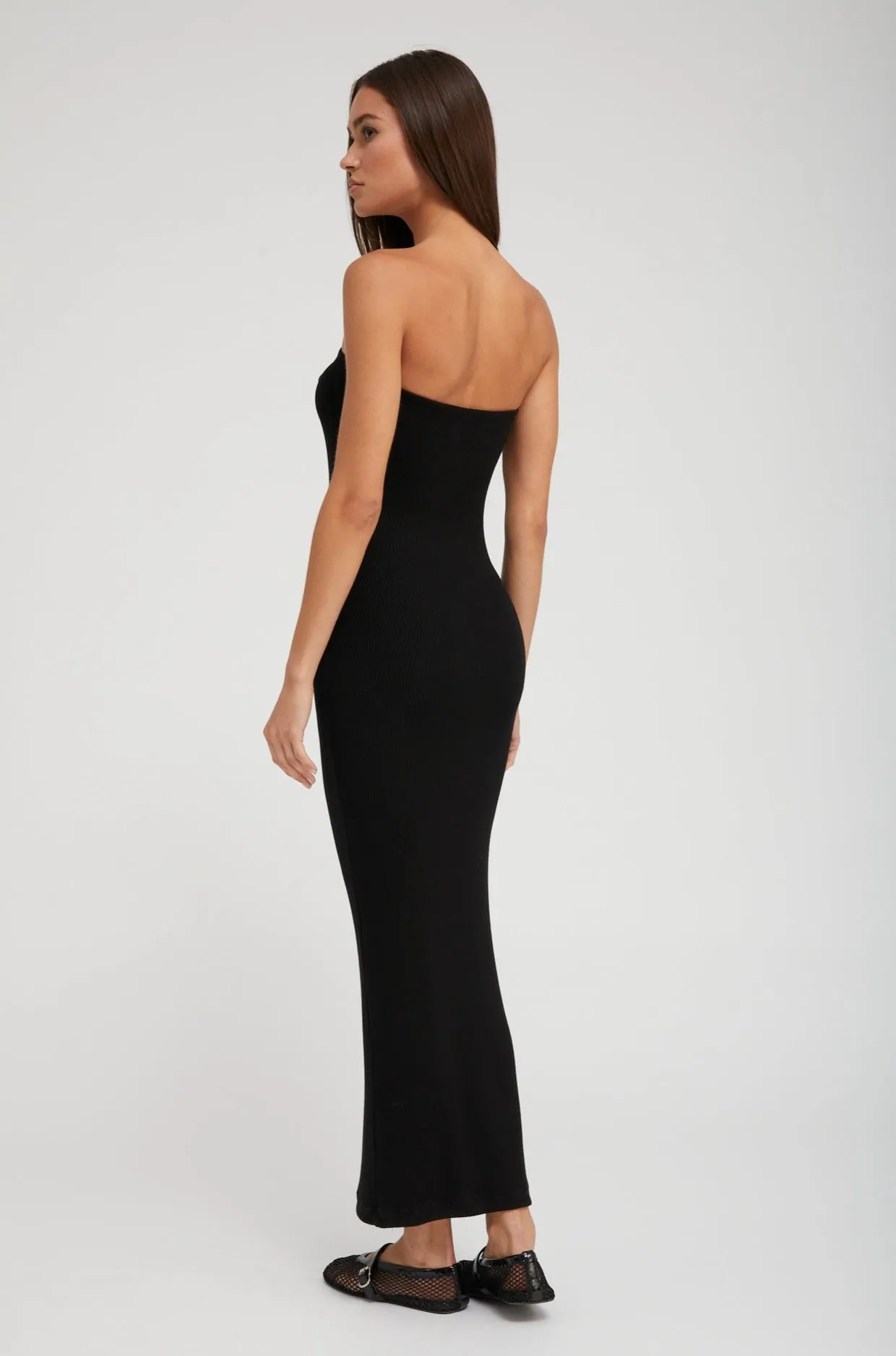 Black Rib Tube Dress