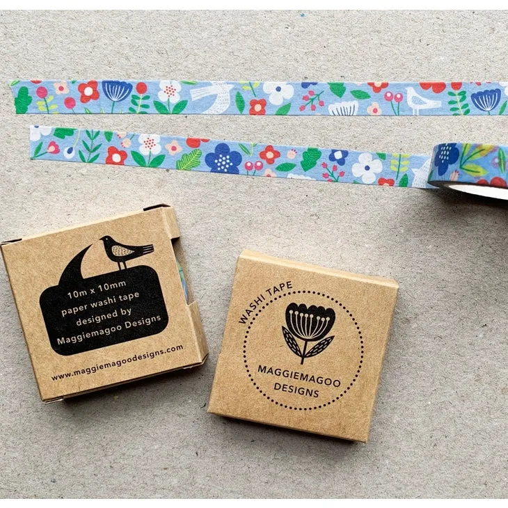 Blue Flowers Pattern Washi Tape
