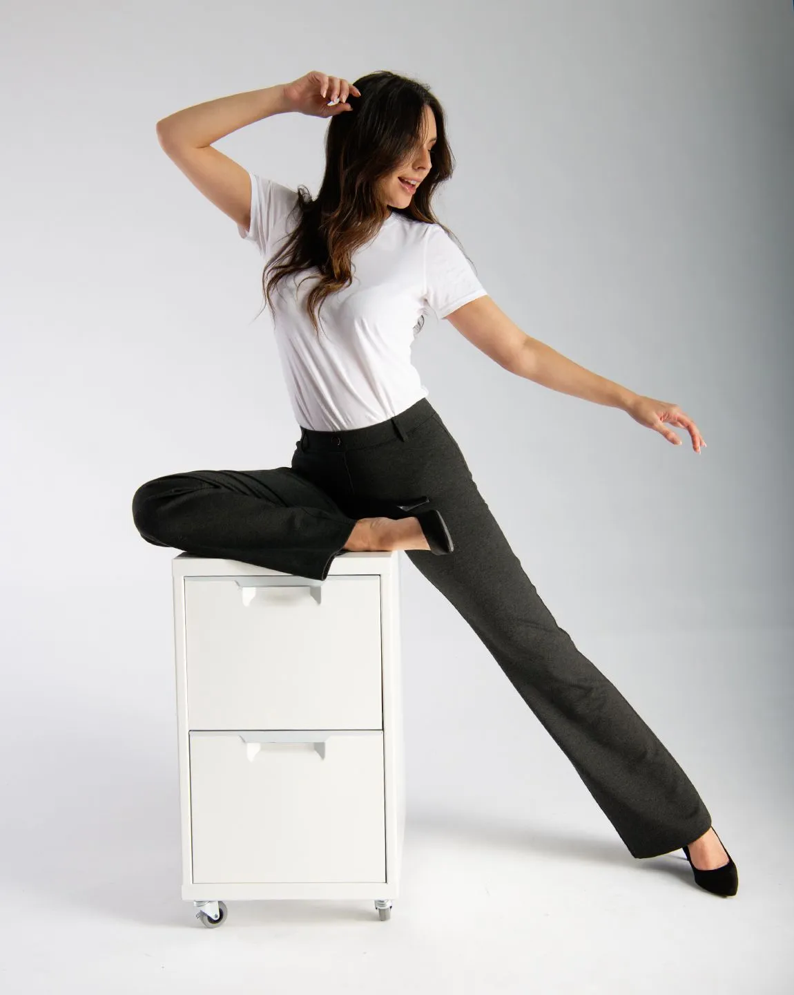 Boot-Cut | Classic Dress Pant Yoga Pants (Charcoal)
