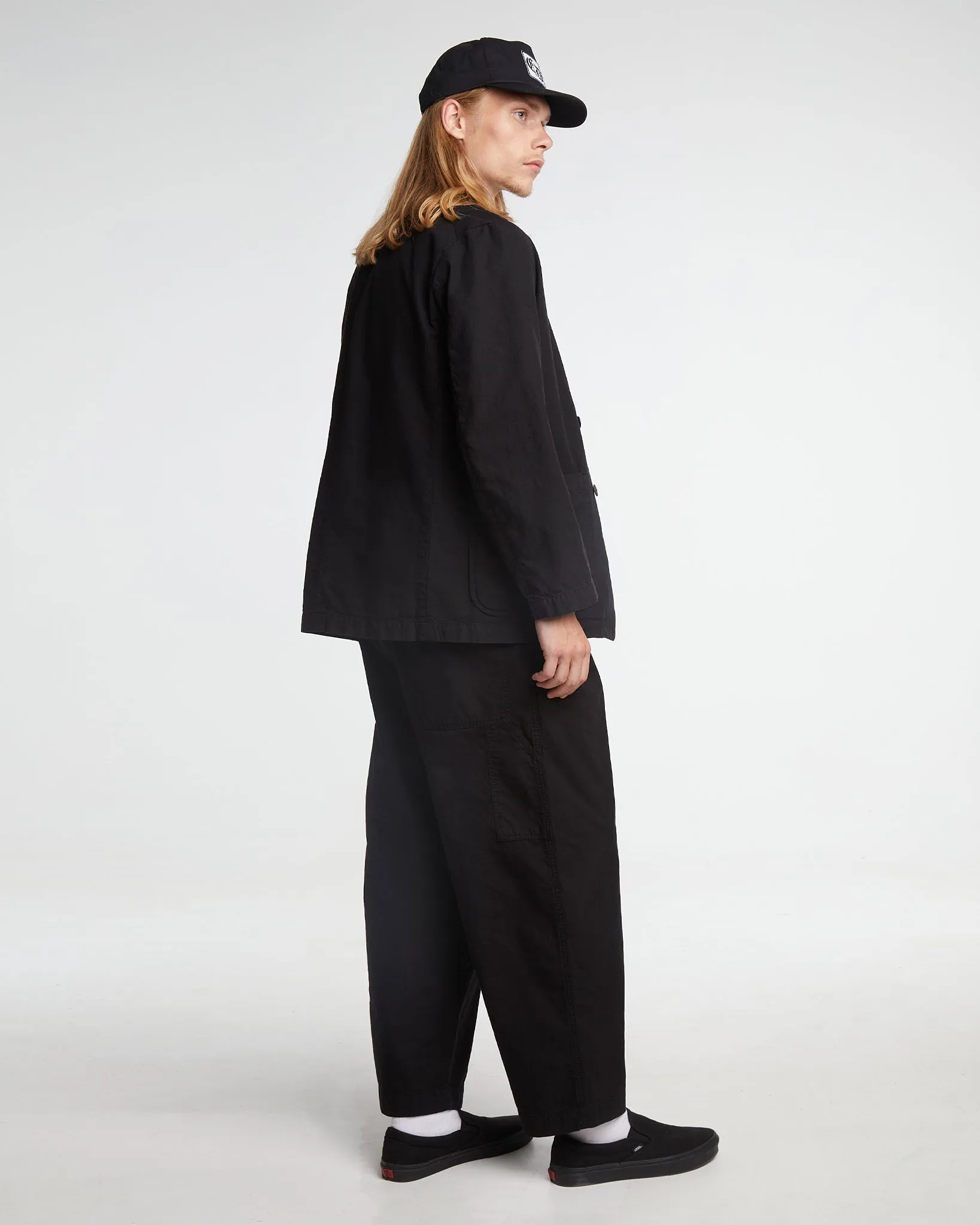 British Worker Pants Cotton Linen Black