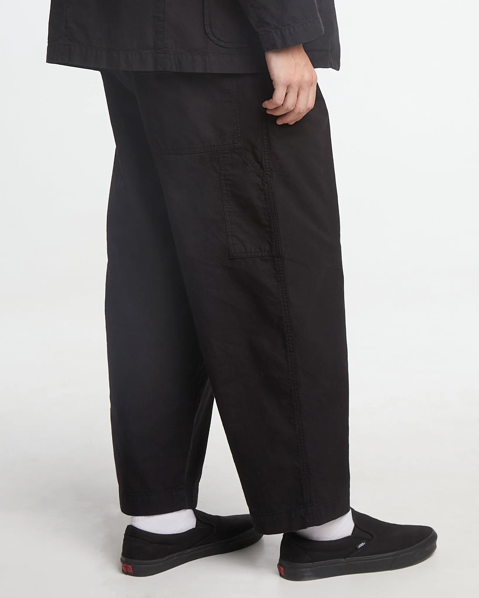 British Worker Pants Cotton Linen Black