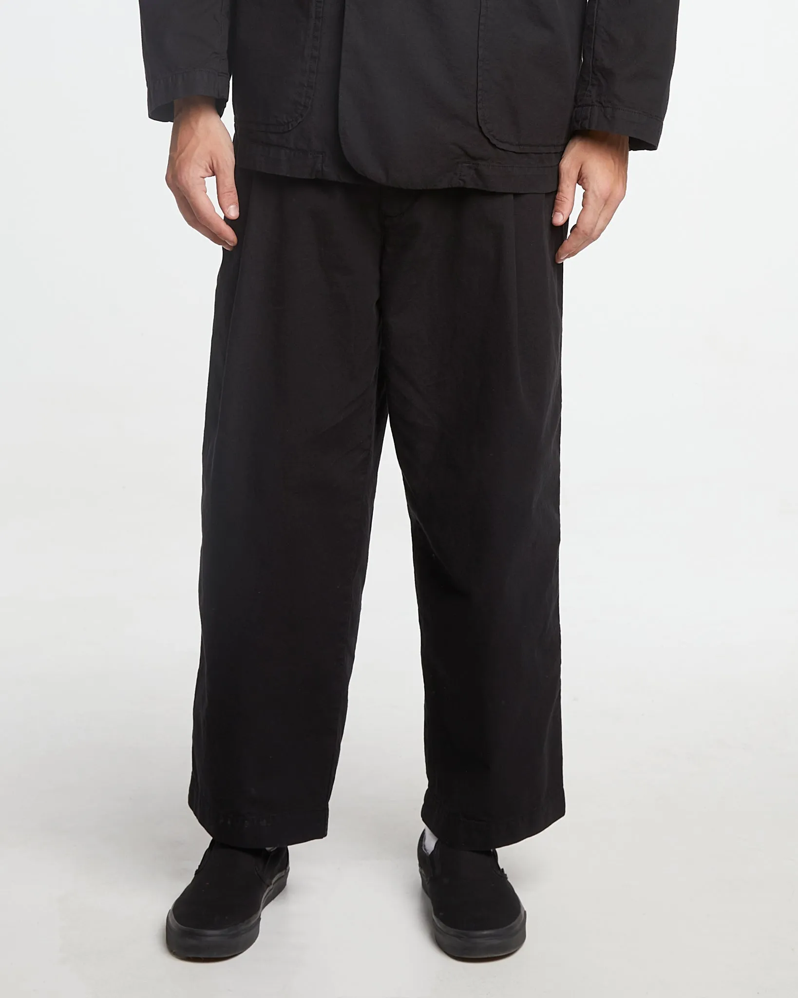 British Worker Pants Cotton Linen Black