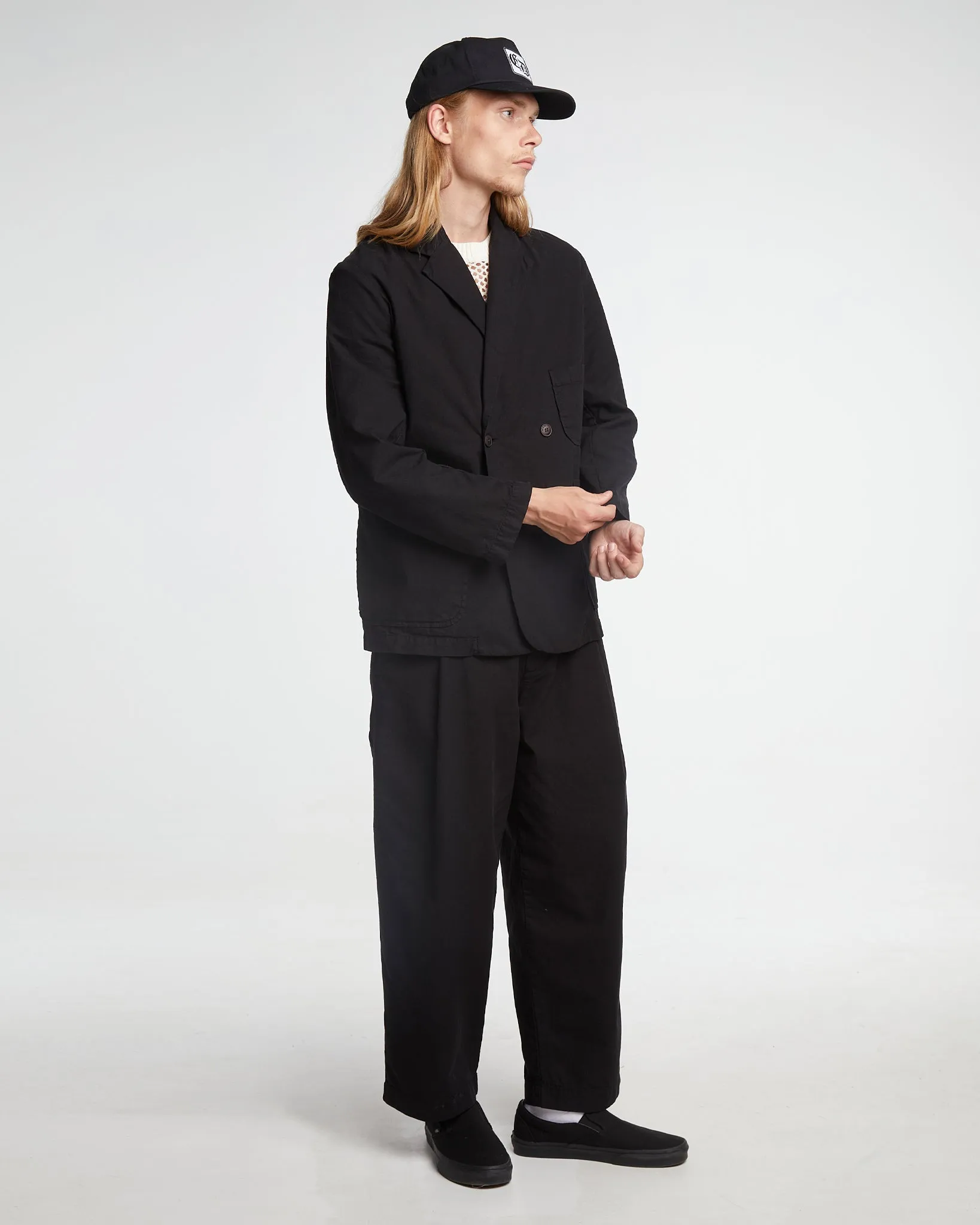 British Worker Pants Cotton Linen Black