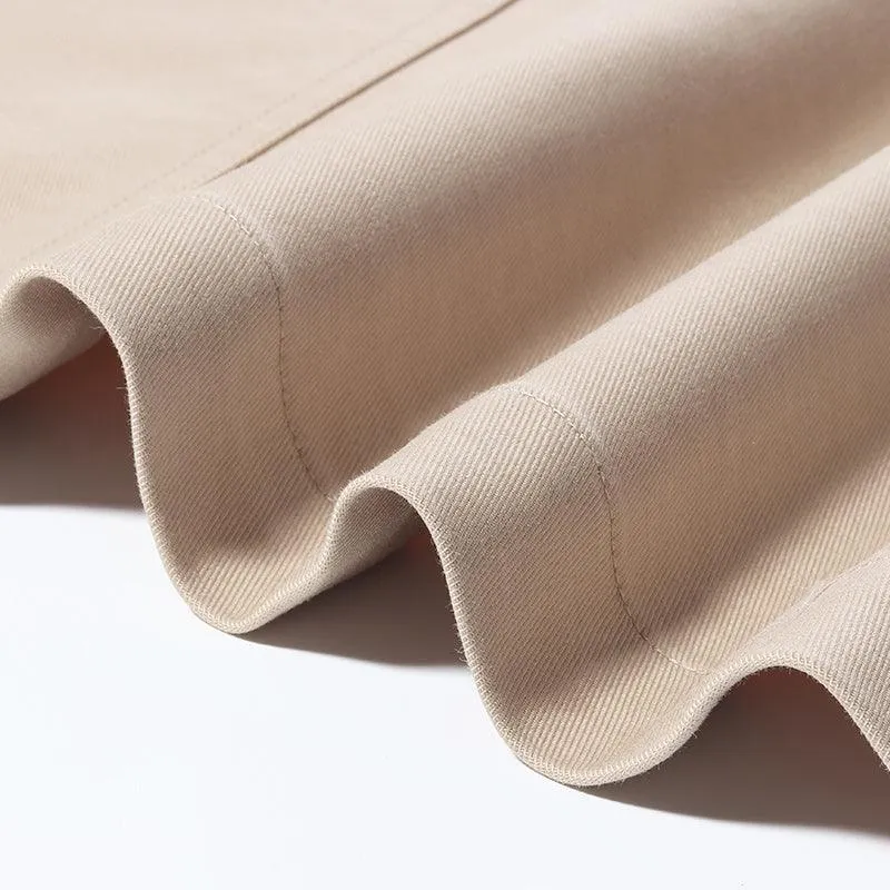 Camel One-Button Double-Layer Skirt