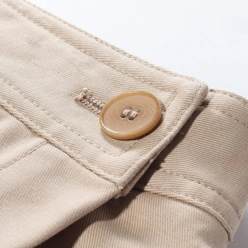 Camel One-Button Double-Layer Skirt