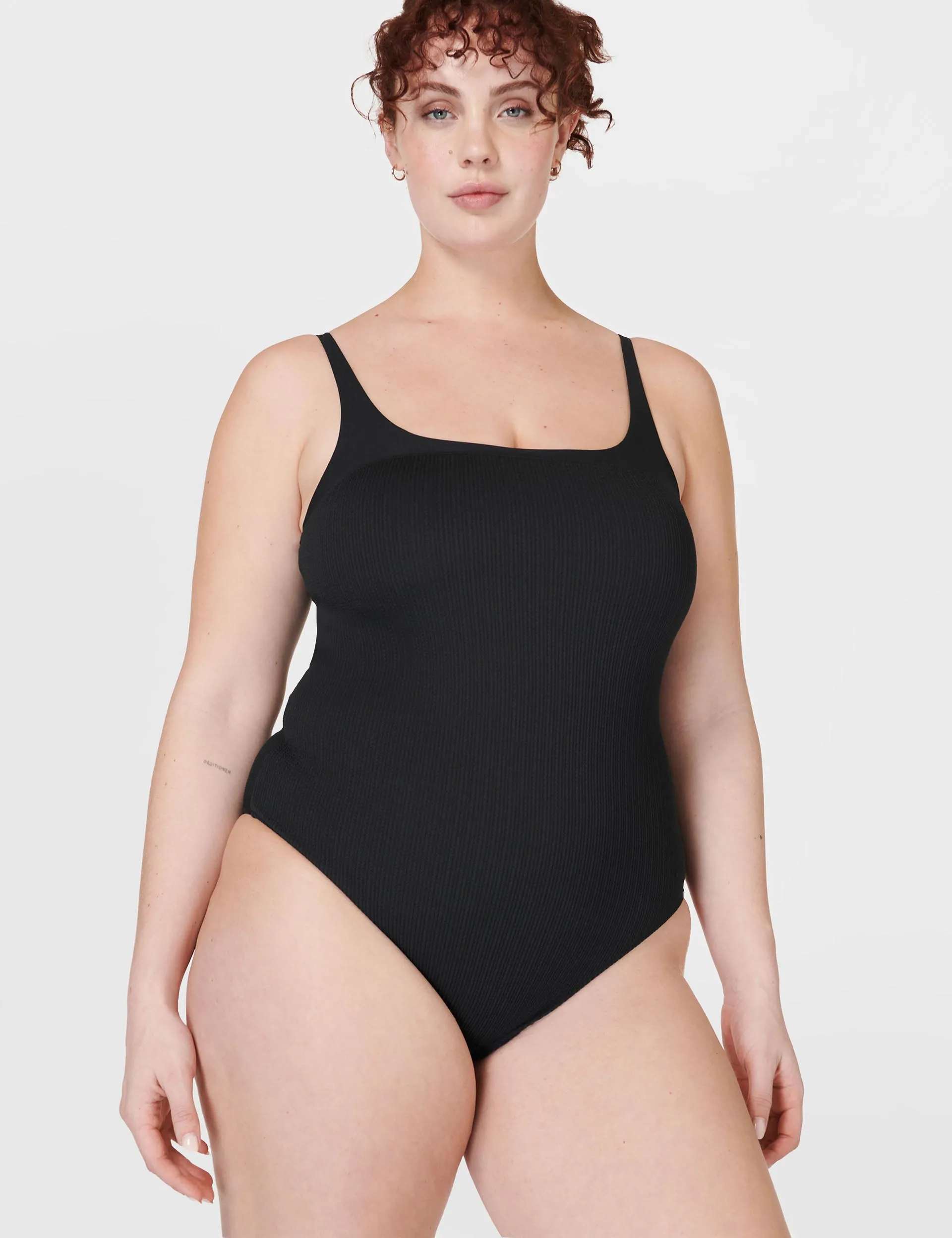 Capri Crinkled Scoop Neck Swimsuit - Black