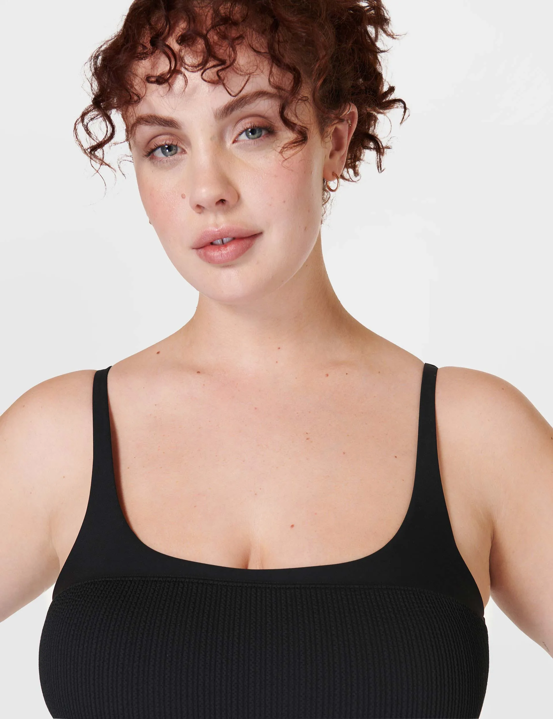Capri Crinkled Scoop Neck Swimsuit - Black