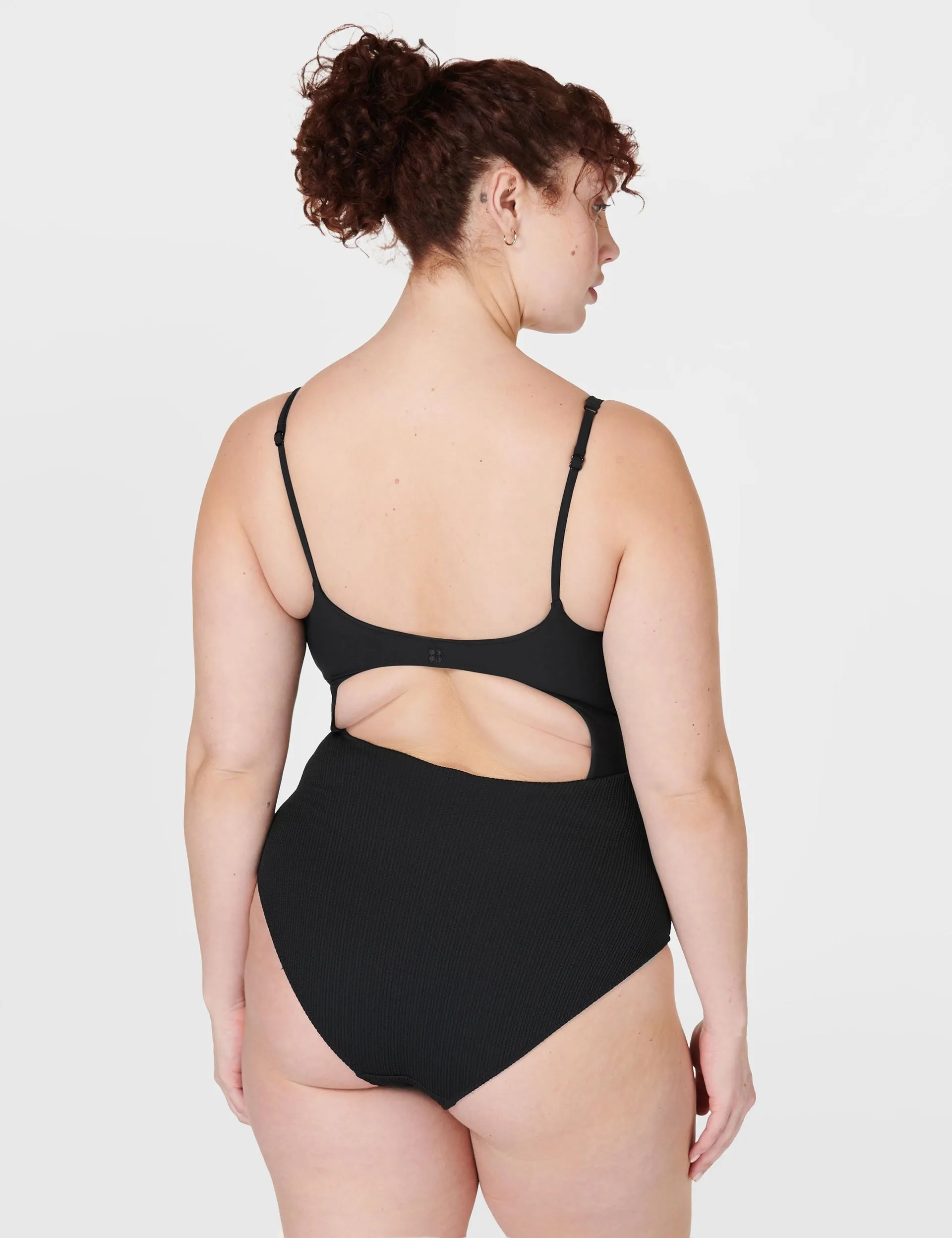 Capri Crinkled Scoop Neck Swimsuit - Black