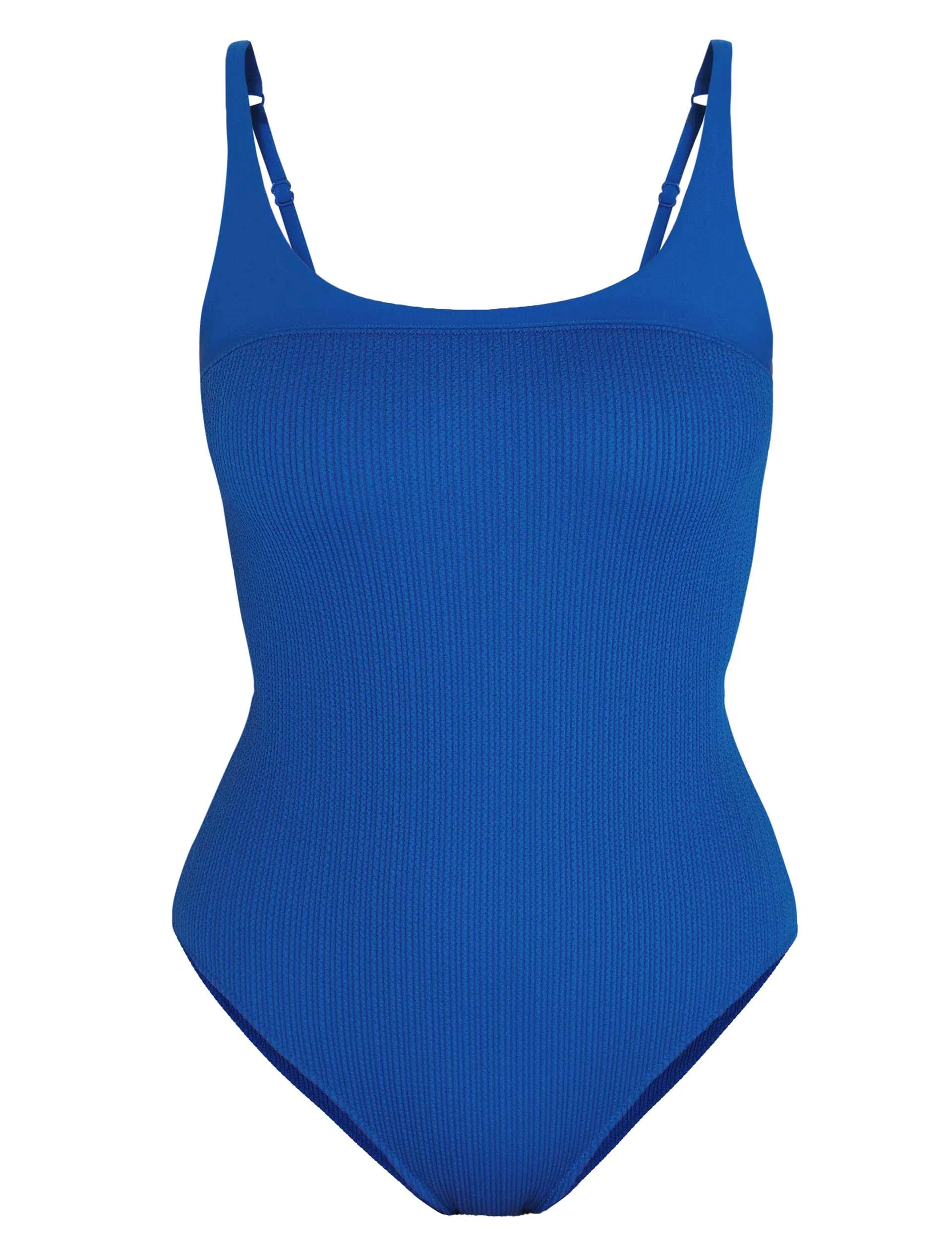 Capri Crinkled Scoop Neck Swimsuit - Lightning Blue
