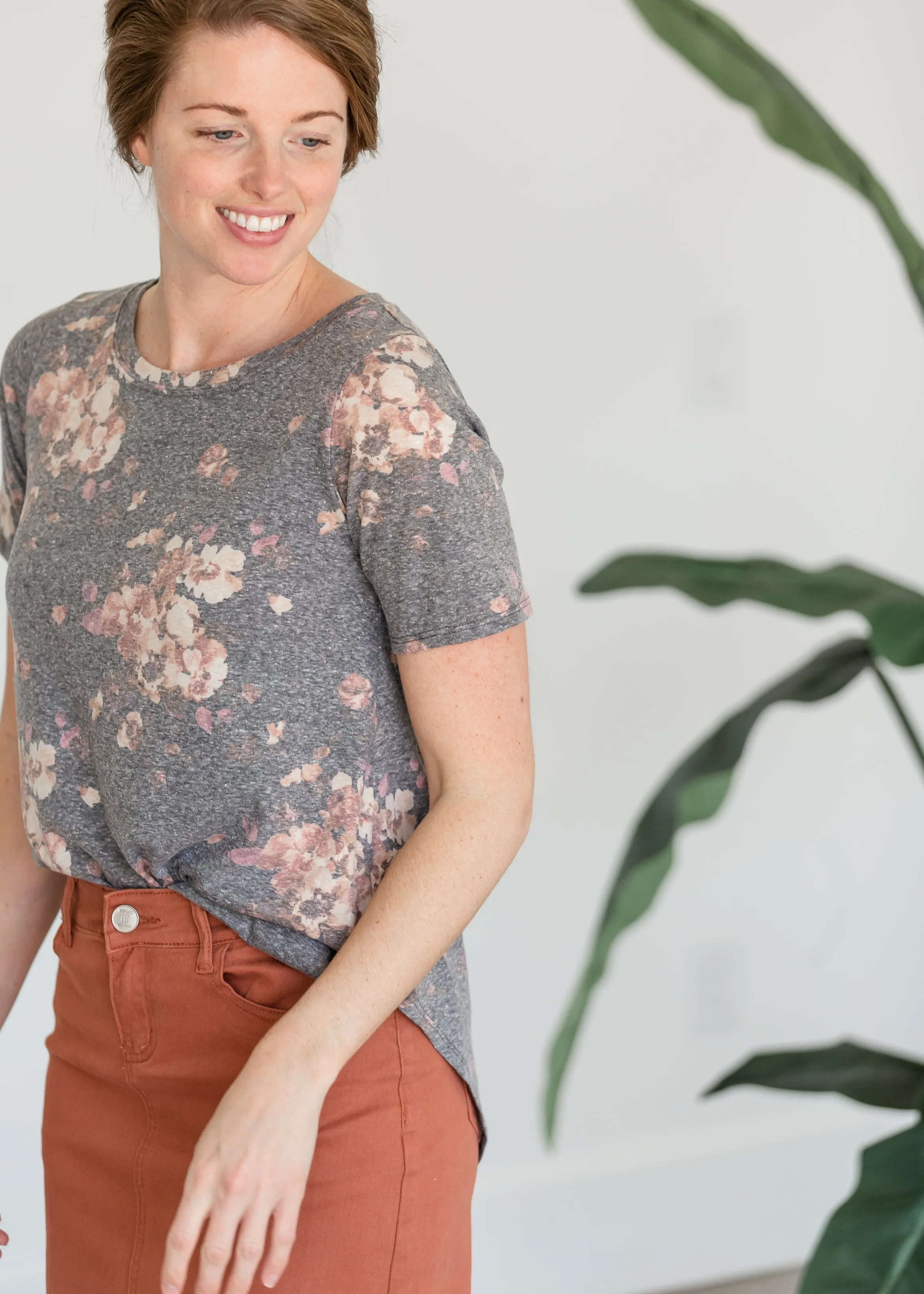 Charcoal Multi Floral Short Sleeve Shirt