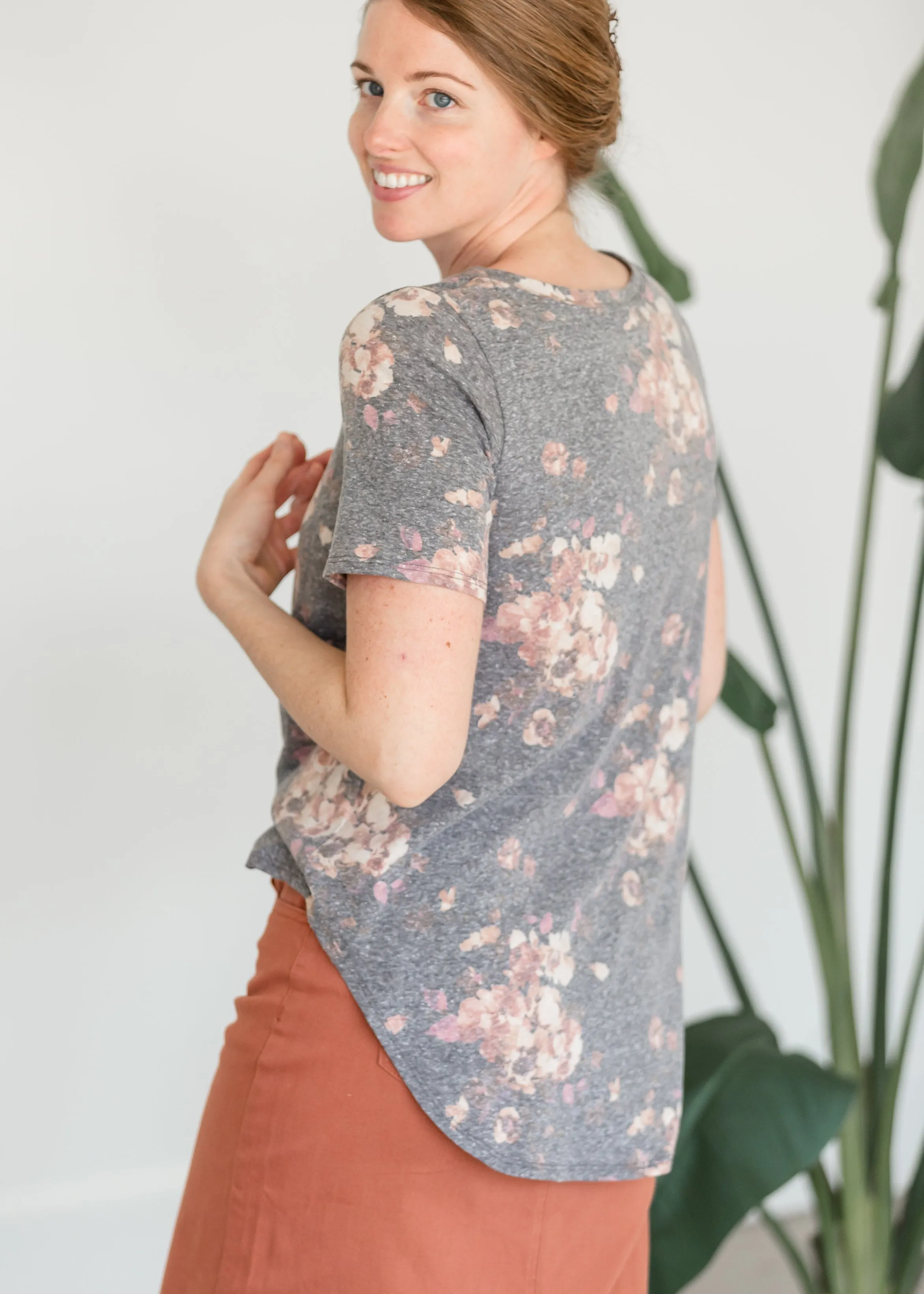 Charcoal Multi Floral Short Sleeve Shirt