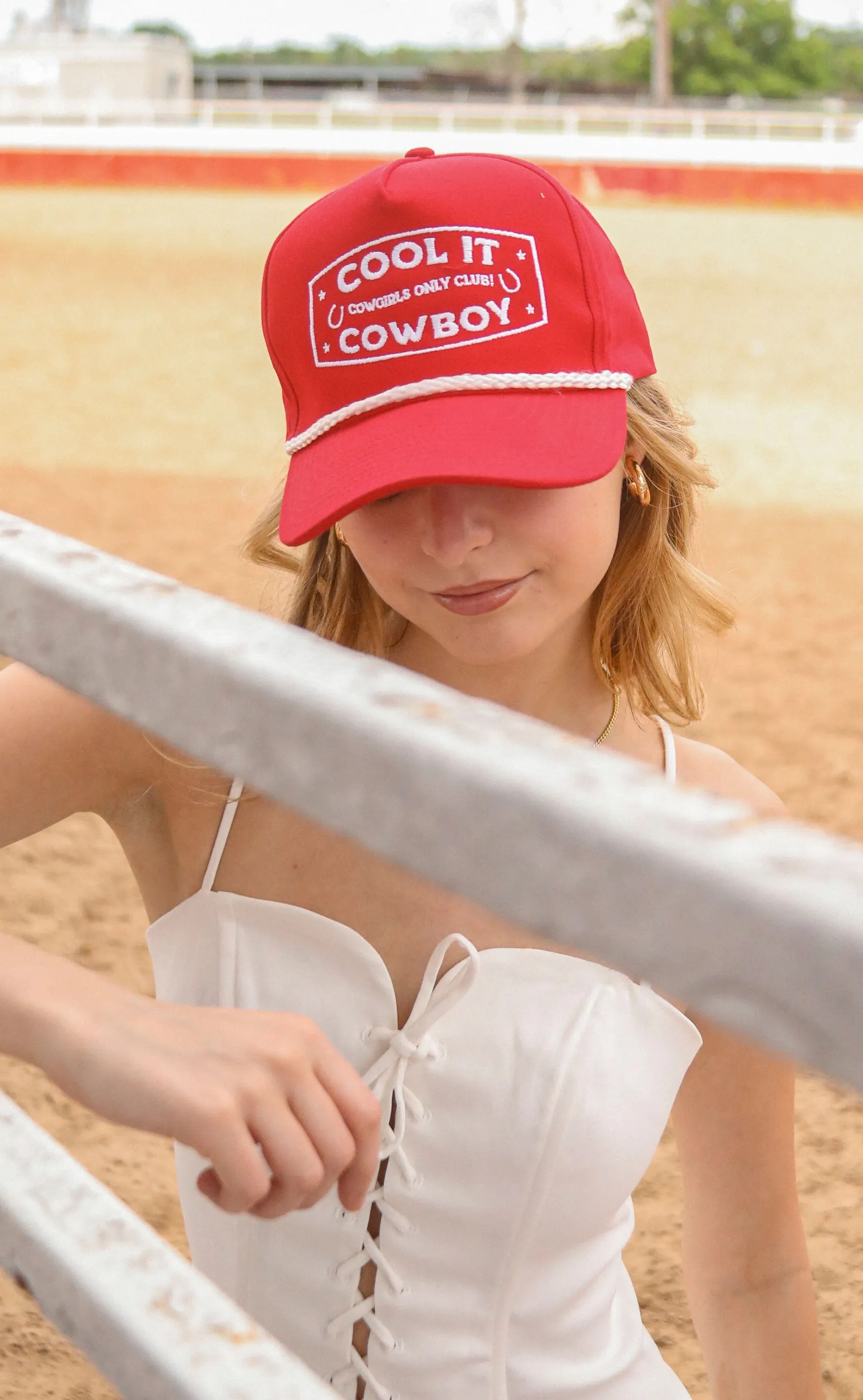 charlie southern: cool it cowboy trucker hat - red
