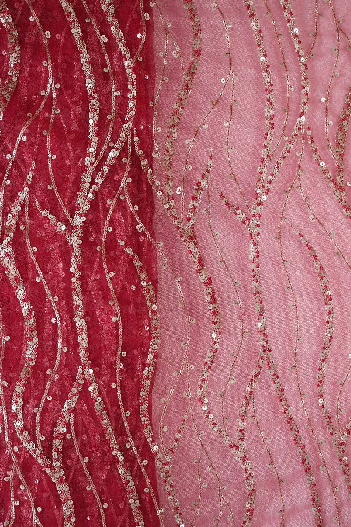 Cherry Red And Beige Saree set (2 Piece)