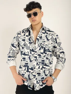 Chess Codd Navy Combine Print Full Sleeve Shirt