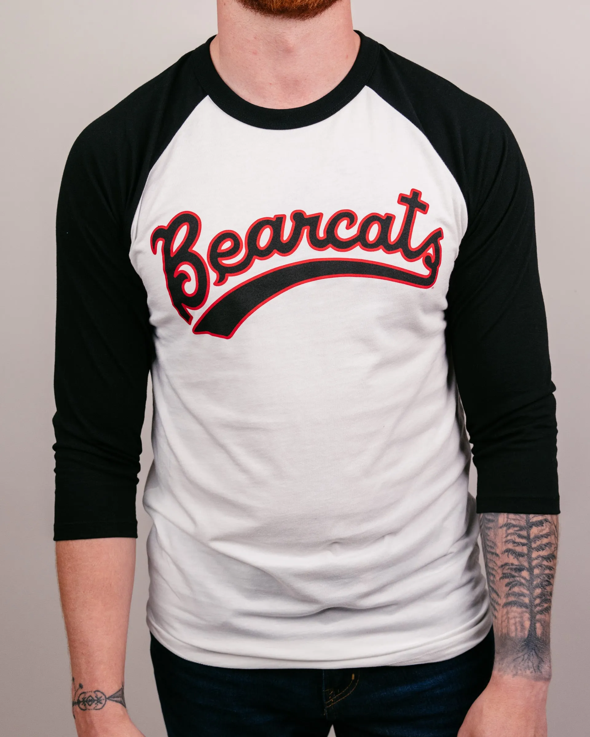 Cincinnati Bearcats Script White & Black Raglan