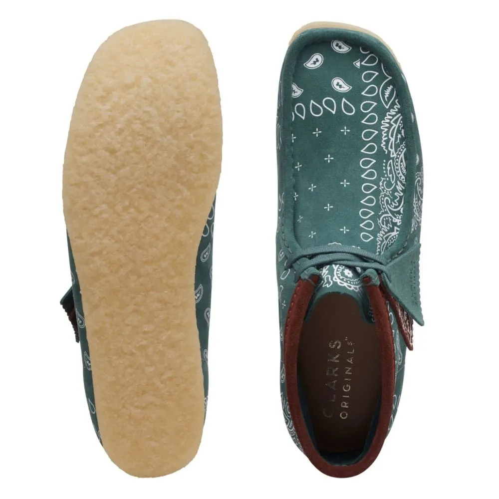 Clarks Originals Wallabee Boot Bandana Men's Green Paisley Suede 26168803