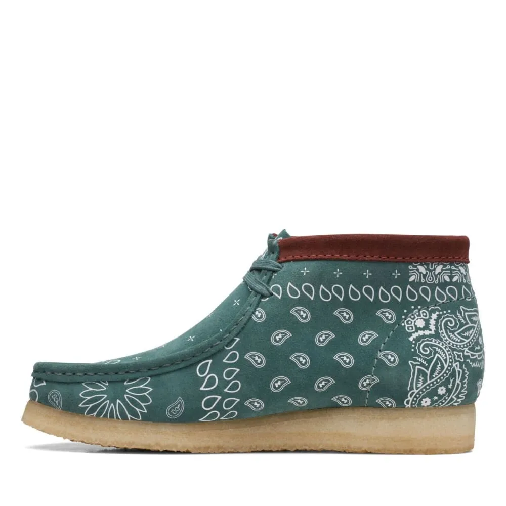 Clarks Originals Wallabee Boot Bandana Men's Green Paisley Suede 26168803