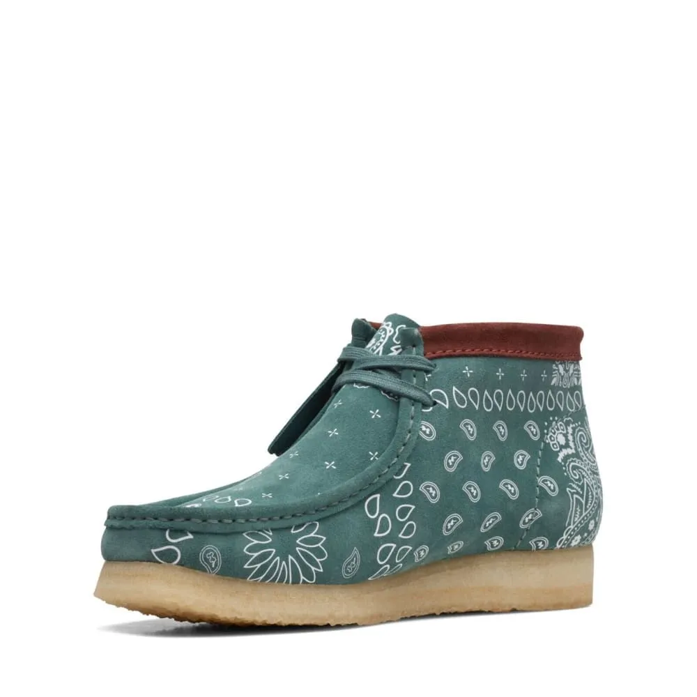Clarks Originals Wallabee Boot Bandana Men's Green Paisley Suede 26168803