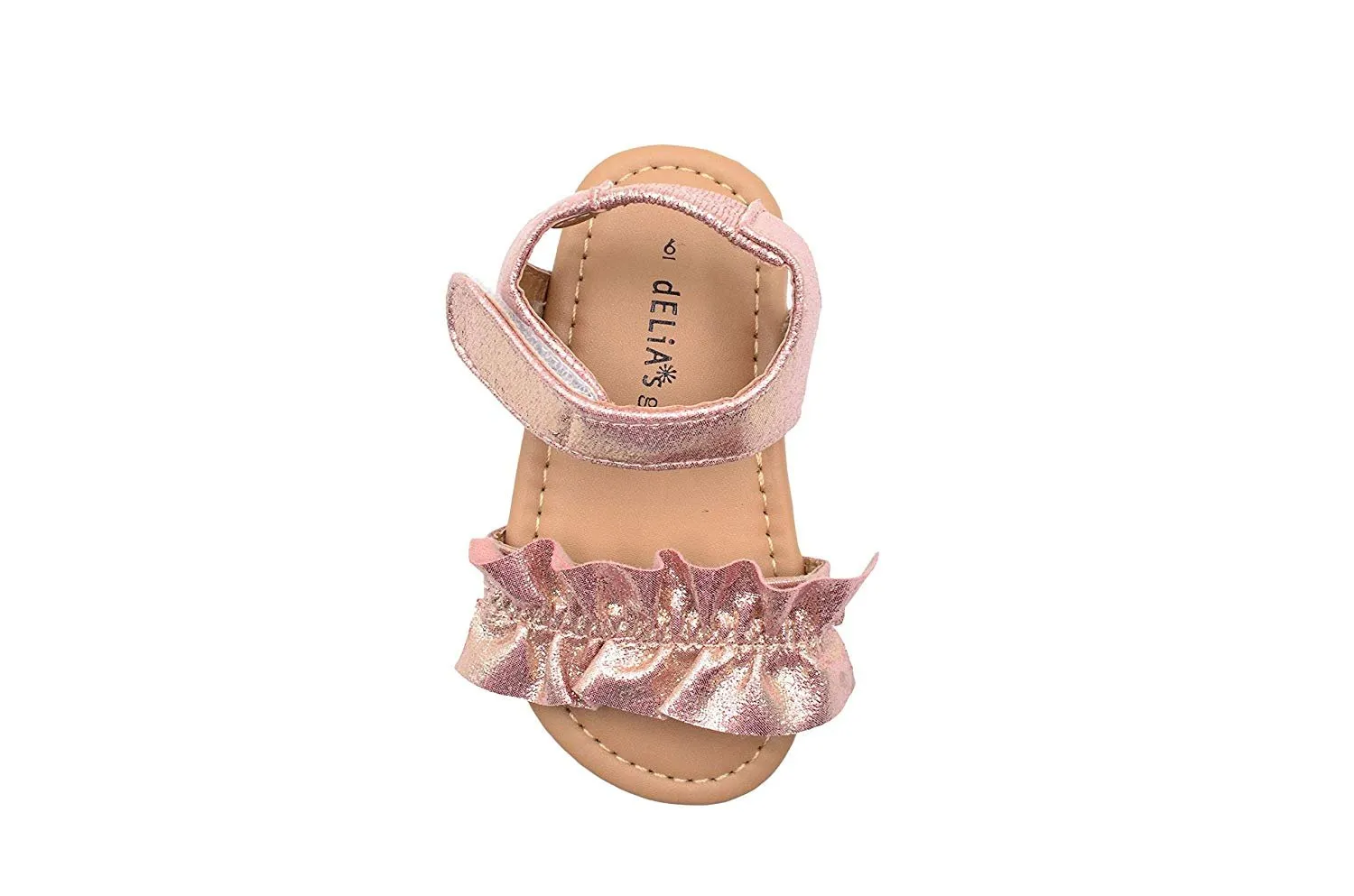 dELiAs Toddler Girls Fashion Sandals Shimmery Flats with Ruffles