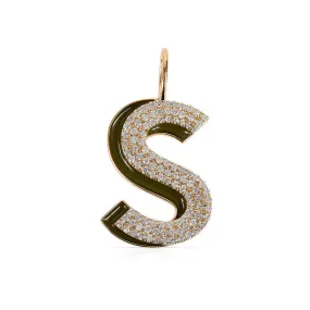 DIAMOND AND ENAMEL LETTER CHARM