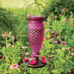Diamond Wine Top-Fill Glass Hummingbird Feeder