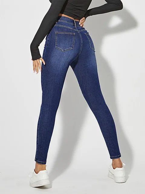 DressBetty - Classic Skinny Jeans Women High Waist Stretch Jean Fashion Wash Denim Leggings Slim Elastic Pencil Pant
